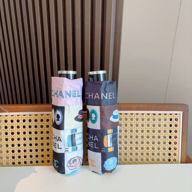 Chanel 50% folding manual umbrella made of Taiwan imported UV anti-ultraviolet u