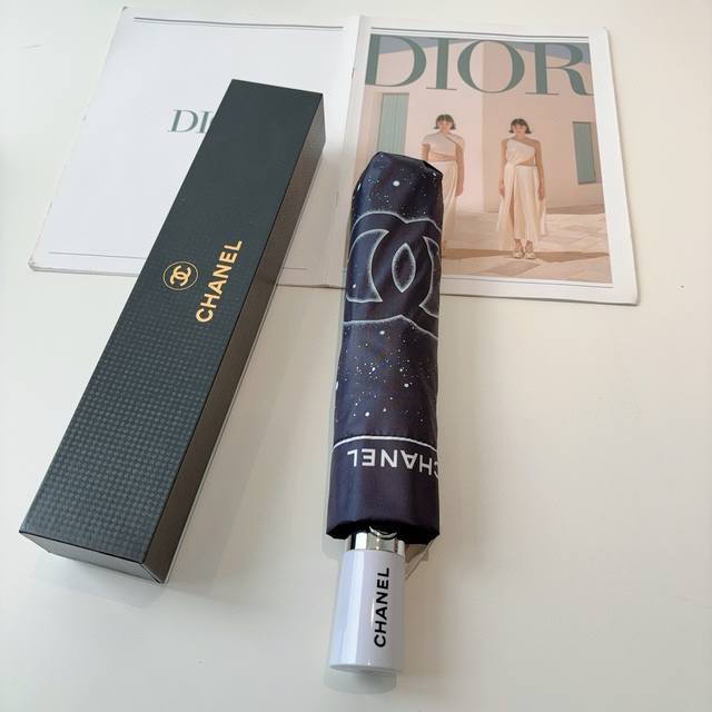 Chanel tri-fold automatic folding umbrella uses Taiwan imported UV anti-ultravio