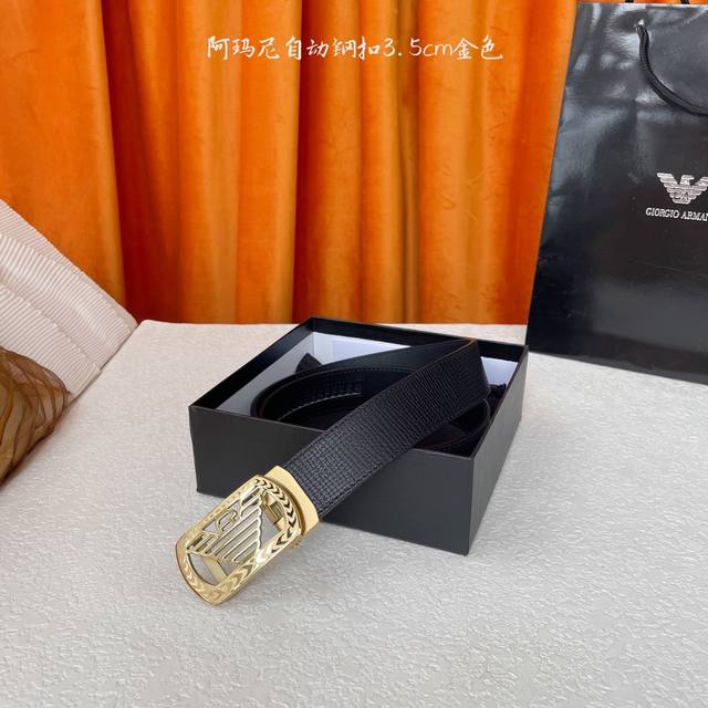 Armani top quality, calfskin with fine automatic steel buckle, fine workmanship,