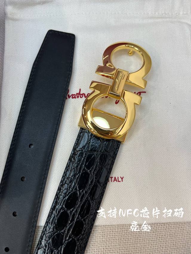 Nfc-F3.5Cm high-end customized men's belt, double-sided imported cowhide, you ca