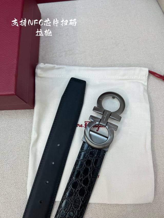 Nfc-F3.5Cm high-end customized men's belt, double-sided imported cowhide, you ca