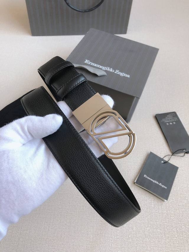 Zegna's versatile accessories; this belt is minimalist, reflecting the contempor