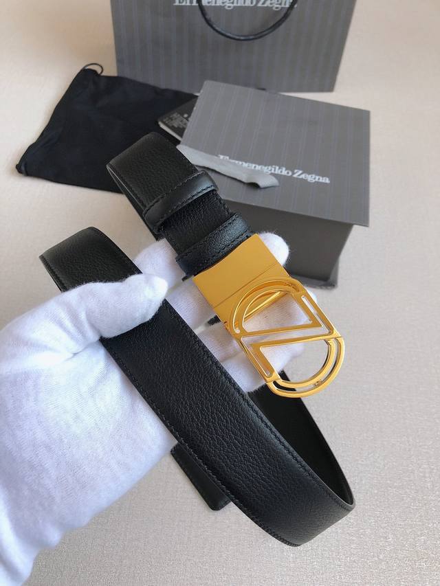 Zegna's versatile accessories; this belt is minimalist, reflecting the contempor