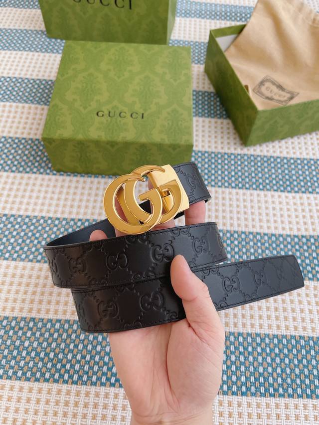 Gucci Smooth Automatic Buckle Series Original Double-Sided Top-Grade Leather wit
