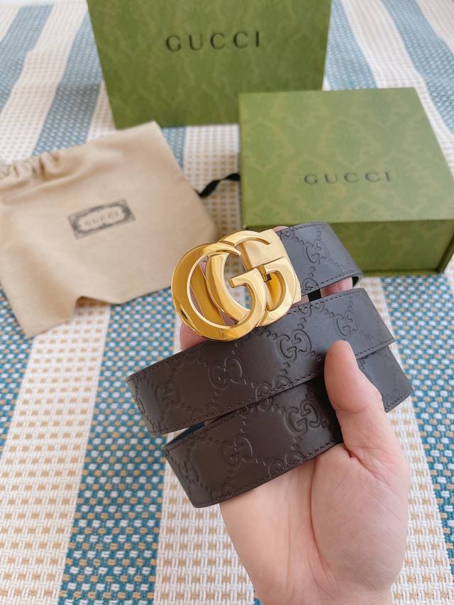 Gucci Smooth Automatic Buckle Series Original Double-Sided Top-Grade Leather wit