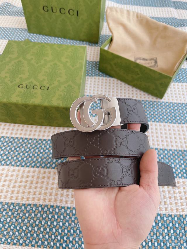 Gucci Smooth Automatic Buckle Series Original Double-Sided Top-Grade Leather wit