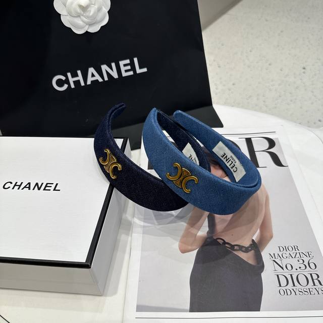 with box Celine Arc de Triomphe new denim headband, fashionable and trendy, full
