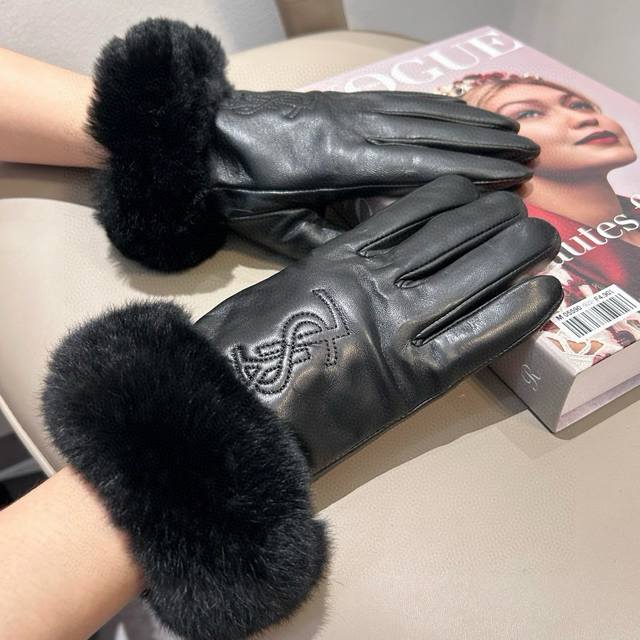 New exclusive debut Yves Saint Laurent Yls lazy rabbit fur touchscreen women's g