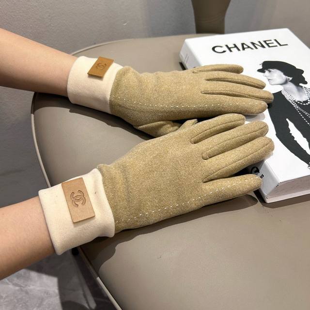 New Chanel wool gloves, fashionable gloves, warm and velvet lining for autumn an