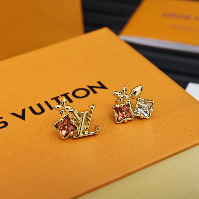 Louis Vuitton Lv asymmetrical floral earrings, limited edition spring colored di
