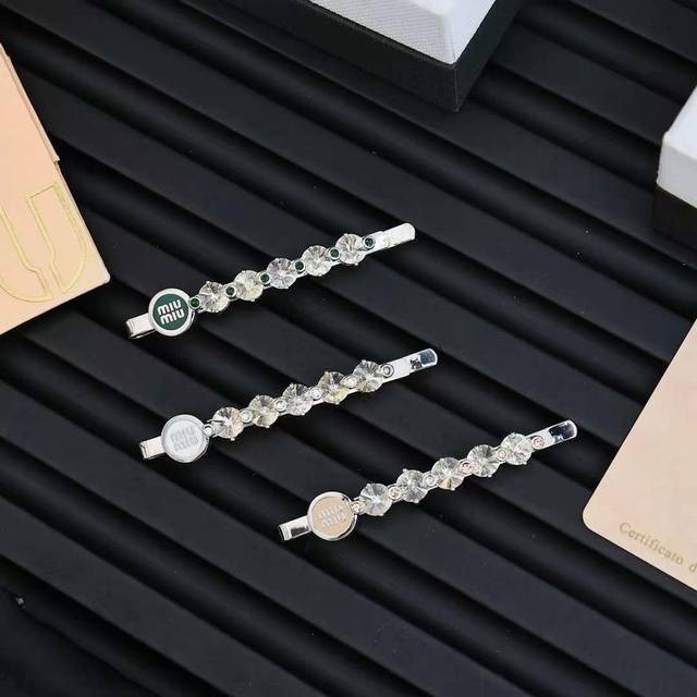 Miumiu enamel full diamond clip exquisite small and versatile cute thousand gold