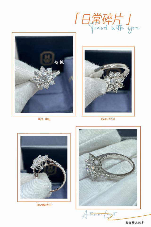 V gold material 2140180 HW Harry Winston new version of the sun ring, size 5678.