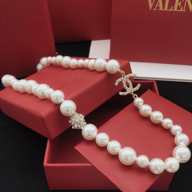 No. Xxl0313 Ch*Nel latest rice bead round pearl necklace consistent with Z batch