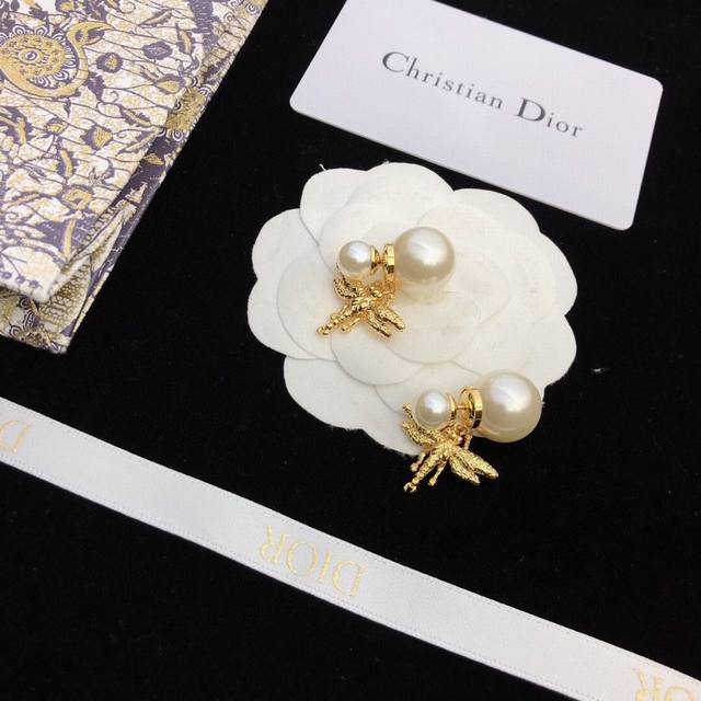 Dior Dior Butterfly Dragonfly Pearl Earrings (Same Material: 925 Silver)