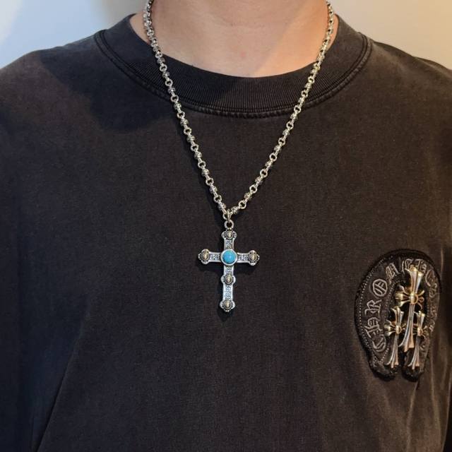 New counter-quality Chrome Hearts classic retro cross flower ball necklace, feat