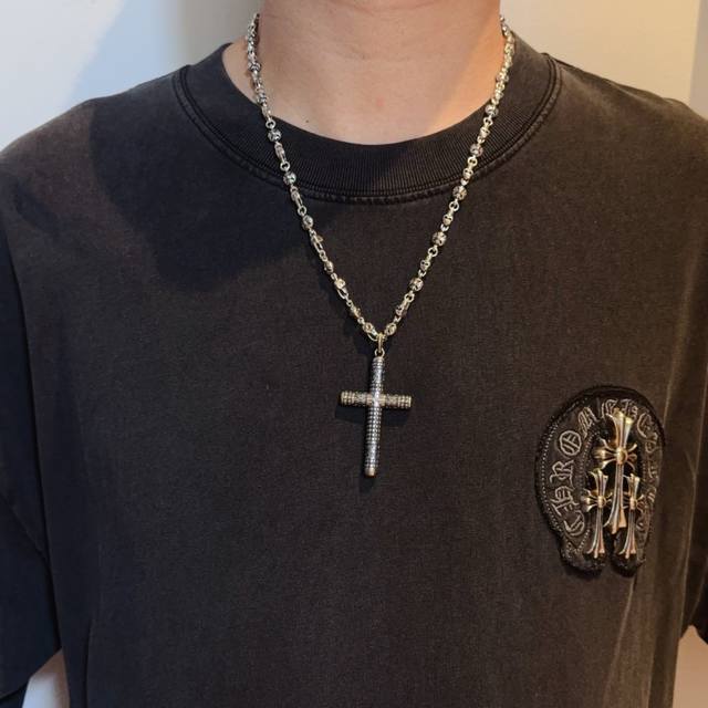 new counter quality Chrome Hearts classic retro skull cross flower ball necklace