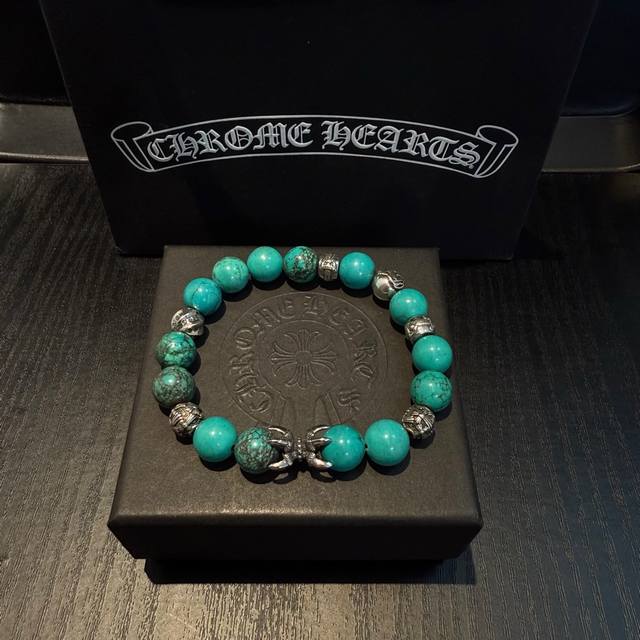 New, counter-quality Chrome Hearts classic retro multi-element turquoise bracele