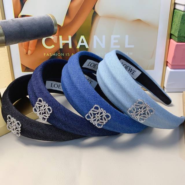 Loewe Loewe headband denim diamond light luxury style headband temperament versa