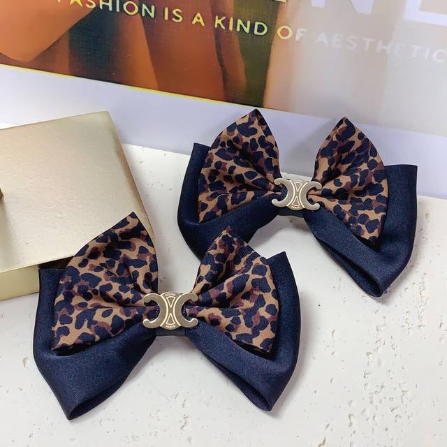 Celine press clip bow titanium steel logo press clip side clip daily exquisite s