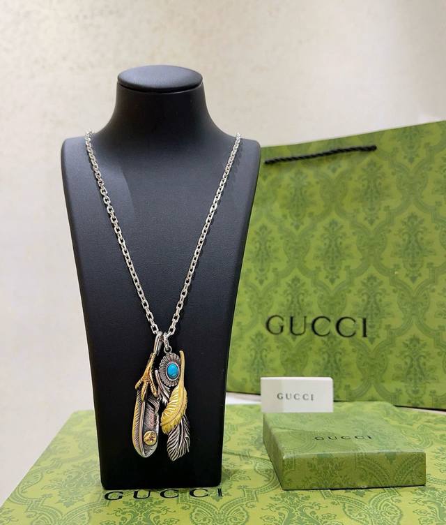 Takahashi Feather Gucci Necklace. This latest Gucci necklace features a higher-e