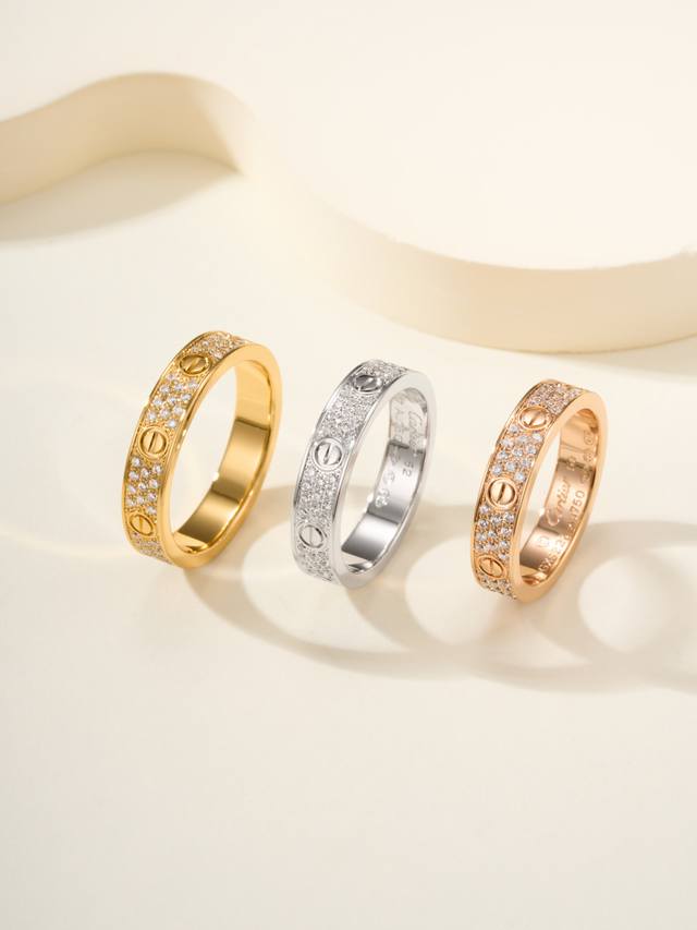 Narrow three-row diamond gypsophila ring, pure hand-made micro-set, CNC process
