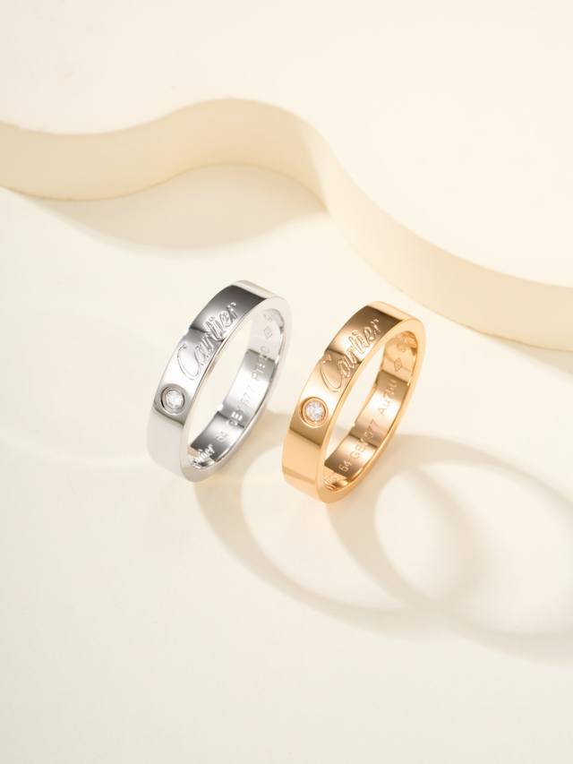 4mm show engraved single diamond letter ring size 56789 perfect CNC engraving ma