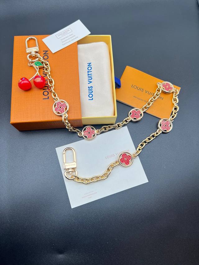 New Lv x Tm Cherry Bag Chain Original Louis Vuitton Cherry Keychain Bag Chain. T