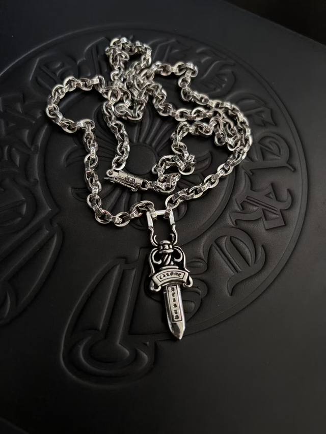 a premium Chrome Hearts classic retro sword pendant necklace with letter design