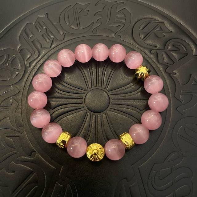 New counter-quality Chrome Hearts classic retro multi-element pink cat's eye bra