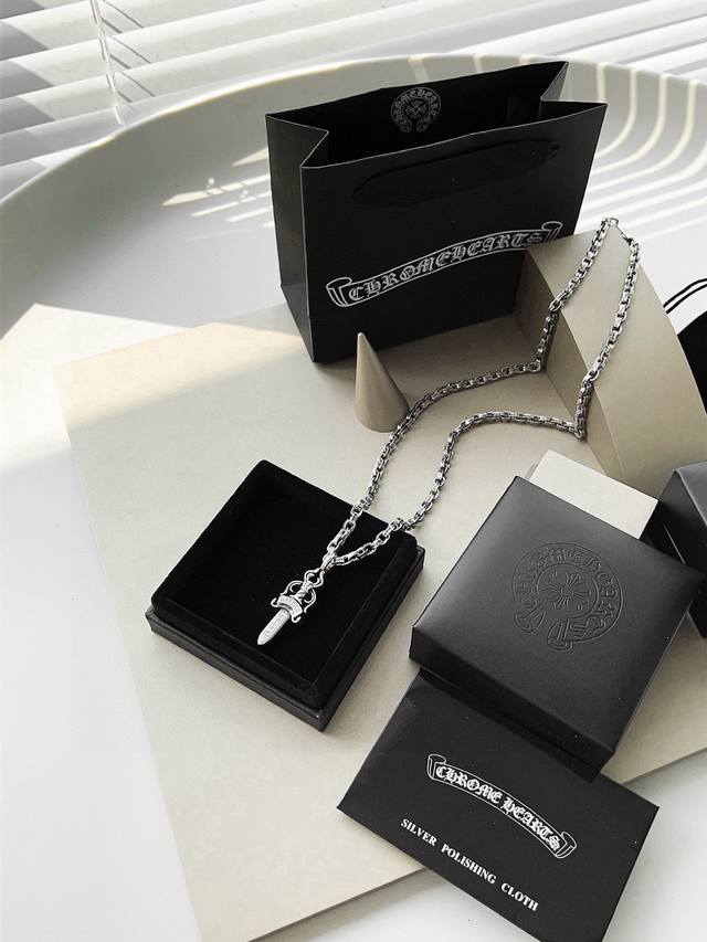 Chrome Hearts sword pendant letter necklace, imported workmanship, fine carving,