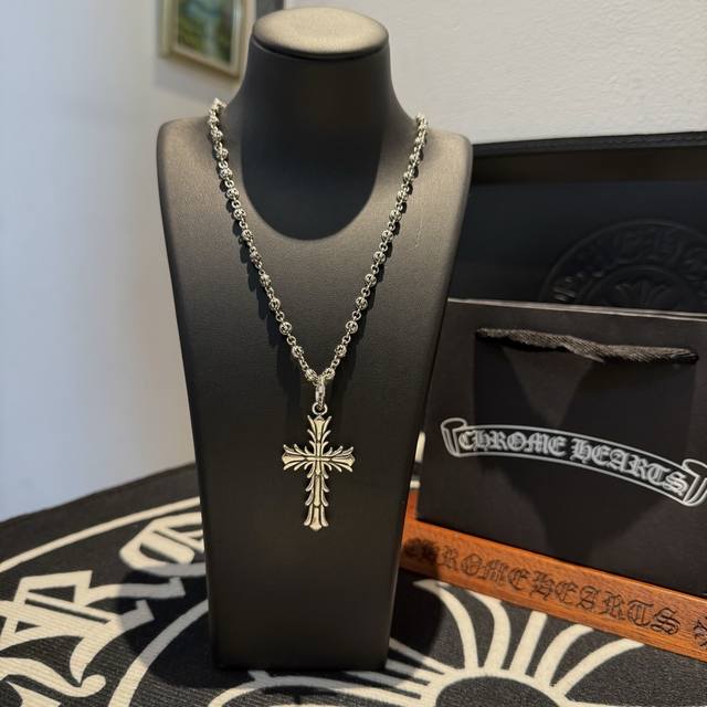 New counter-quality Chrome Hearts cross flower ball necklace and cross pendant w