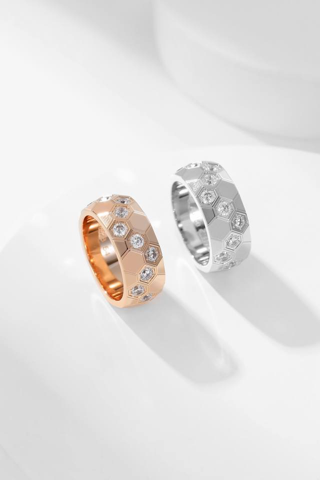 a new member of the Bee My Love family, this wide, hoop-set diamond ring. Size 6
