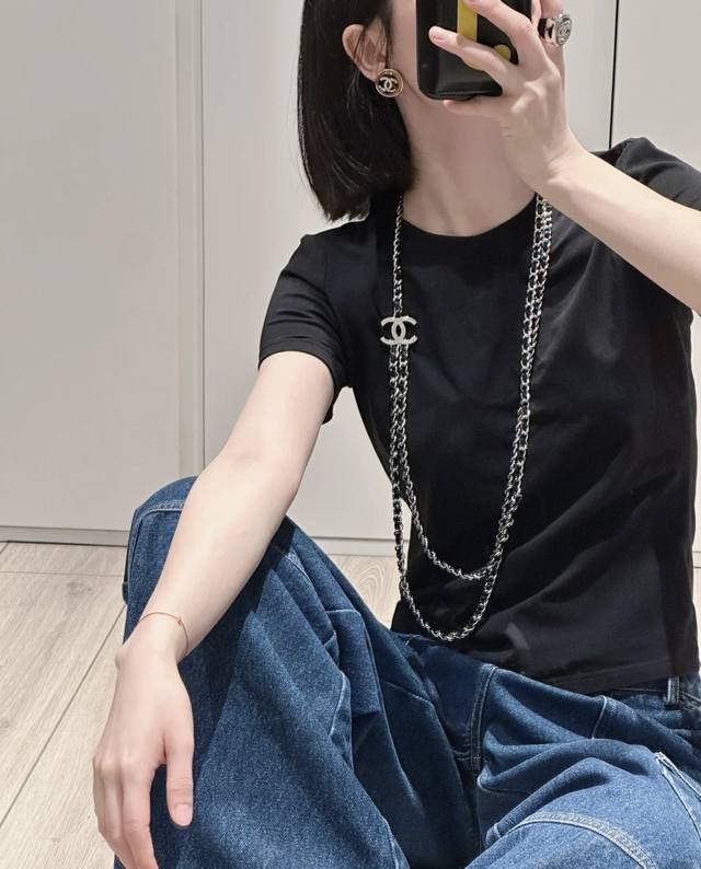 Xiao Chanel new sweater chain is so beautiful! 2025 batch of new black and silve