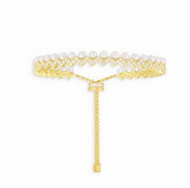 A batch M Monaco gold and white gold Z-shaped pearl bracelet! This bracelet look