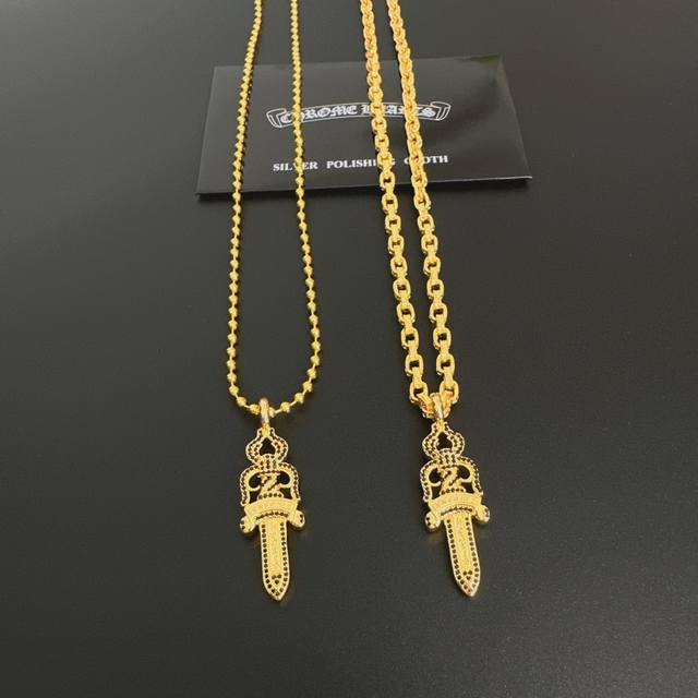 24K Gold Buddhist Beads and Letter Chain Valentine's Day Gift Chrome Hearts Coun