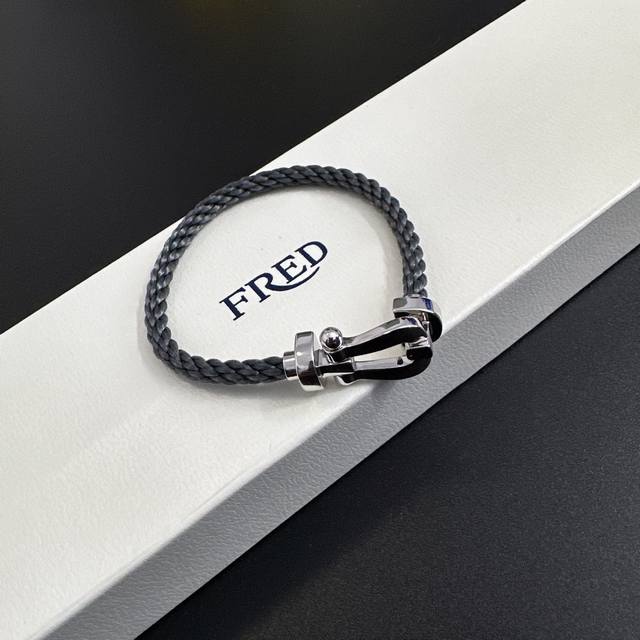 Fred silver horseshoe buckle with stainless steel wire rope unisex couple bracel