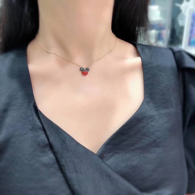 Swarovski Gold Mickey Mouse Clavicle Necklace. This iconic Mickey Mouse design w