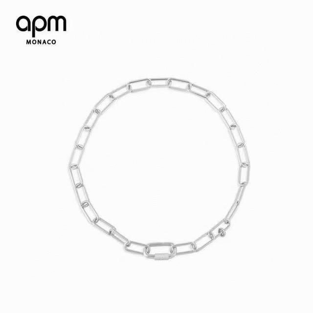 A batch M Monaco silver love chain thick necklace! The lock design is wrapped ar