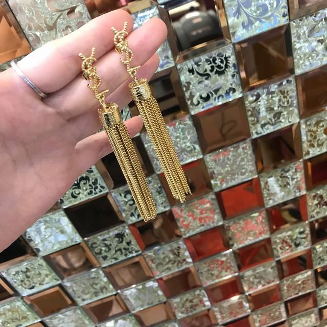 YSL Yves Saint Laurent tassel earrings, superior electroplating technology, luxu