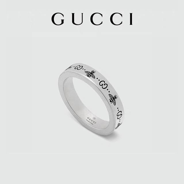 New Gucci Bee Engraved Ring Sterling Silver Unisex Couple's Same Style Fashion