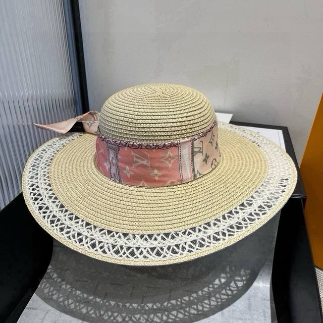 Lv straw hat, new large brim sun hat, beach hat, head circumference 57Cm DDD