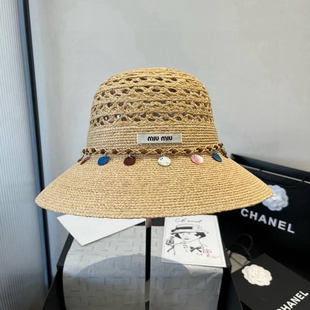 Miumiu Miu Miu new raffia straw hat, head circumference 57cm DDD