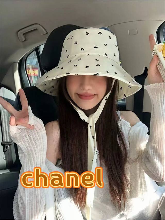 Chanel Chanel 2025 new cherry pattern fisherman hat women's all-match small fres