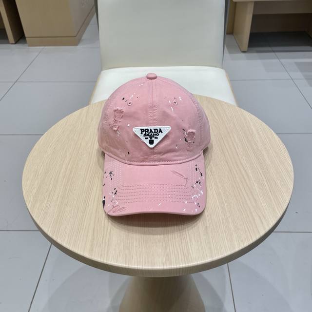 Prada baseball cap cap personality black graffiti trendy brand casual Korean ver