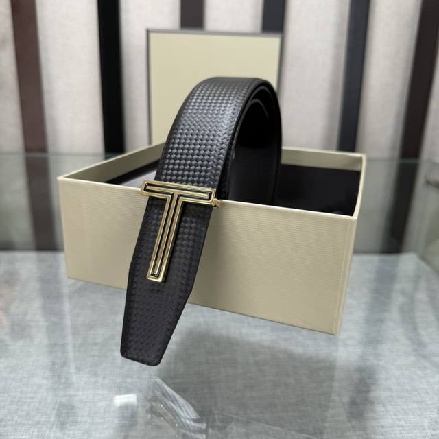 Tom Ford's latest popular double-sided top-grain cowhide counter sync 3.8 width