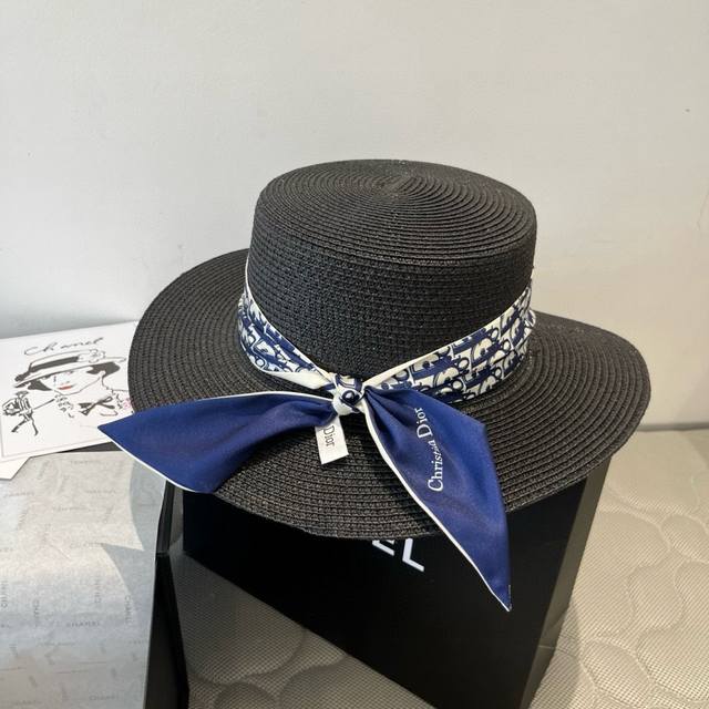 Dior new flat top hat, sun hat, head circumference 57cm DDD