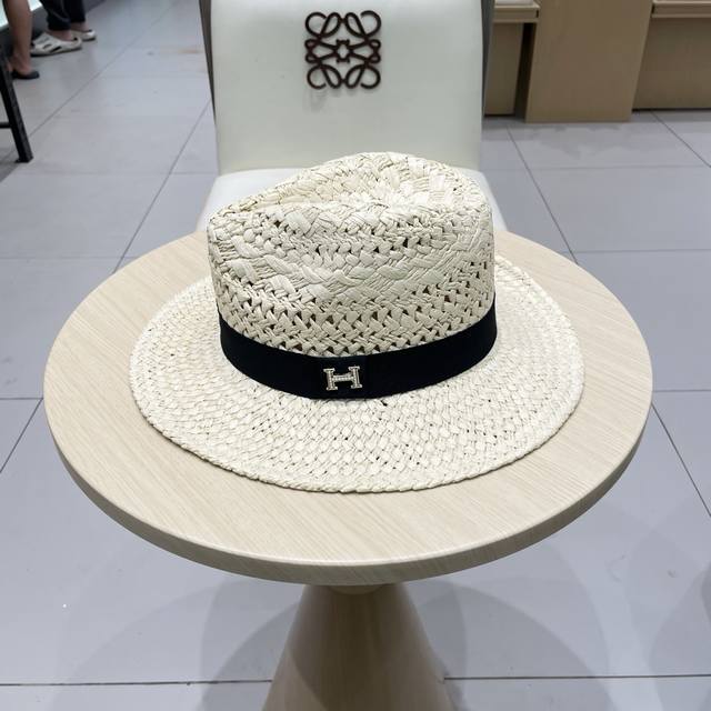 Hermes Hermes 2025 new retro Panama hat straw hat for traveling on the beach va