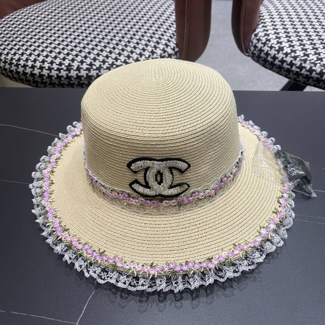 Chanel Chanel 2025 new straw woven holiday style straw hat, big brand style ~ st