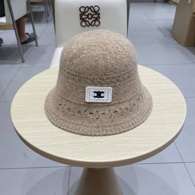 Celine Japanese style imitation wool bucket hat for women autumn and winter new