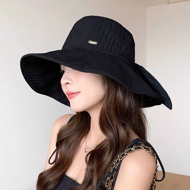 Chanel Chanel 2025 summer new striped bow hat women's casual versatile fisherman